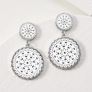 WHBM GENUINE Leather Cutout Earrings GORGEOUS AND UNIQUE!
